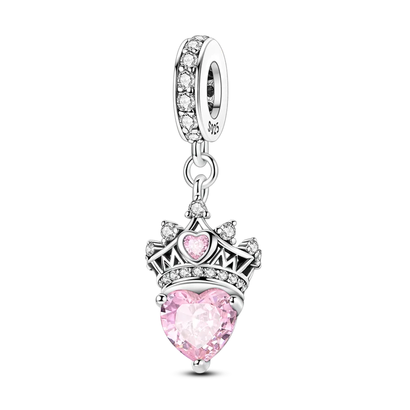 luckacco crown charms skull bead original 925 sterling silver inlaid zirconium pendants fit bracelet necklace jewelry lover gift
