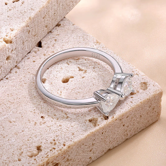 Luckacco Serenity 1ct Heart Cut D Color Moissanite Rings for Women Wedding Bridal 100% S925 Sterling Silver Butterfly Eternity Rings GRA
