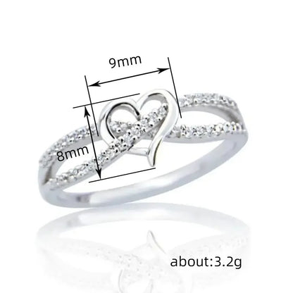 Luckacco daily picks Graceful Silver Color/Gold Color Heart Ring Lady Engagement Accessories with Bright Zirconia Bridal Wedding Band Jewelry