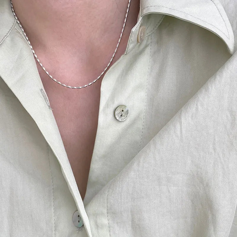 luckacco s925 sterling silver necklace simple beads choker shiny delicate collarbone chain for girl wedding gift fine jewelry