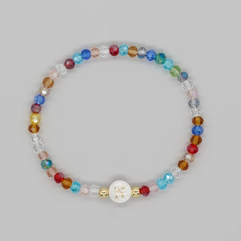 luckacco go2boho crystal shell letter a-z bracelets for women boho summer beach lucky fashion trend jewelry accessories surprise gifts