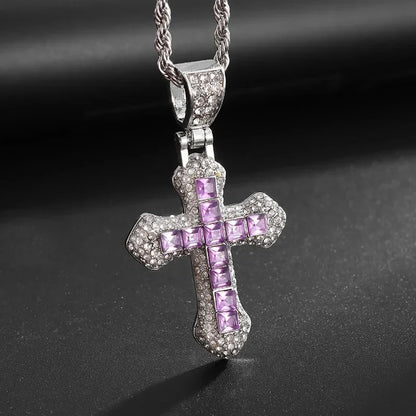 Luckacco Hip Hop Ice Out Zircon Letter Otf Letter Pendant Necklace for Men and Women Fashion Rock Party Jewelry Gift