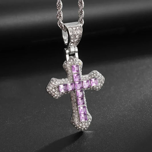 Luckacco Hip Hop Ice Out Zircon Letter Otf Letter Pendant Necklace for Men and Women Fashion Rock Party Jewelry Gift