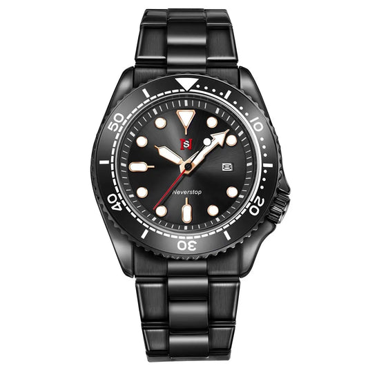 Luckacco 2025 new men's quartz watch fashion classic business men's watch quartz watch men's luminous calendar steel belt watch student