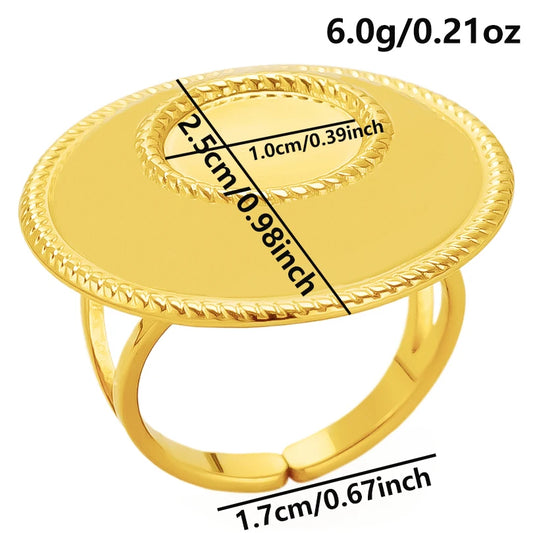 Luckacco Oval Square Leaf Heart Sun Base Open Adjustable Ring DIY Rhinestone Oil Drop Stainless Steel Rings For Women Men Jewelry Bagues