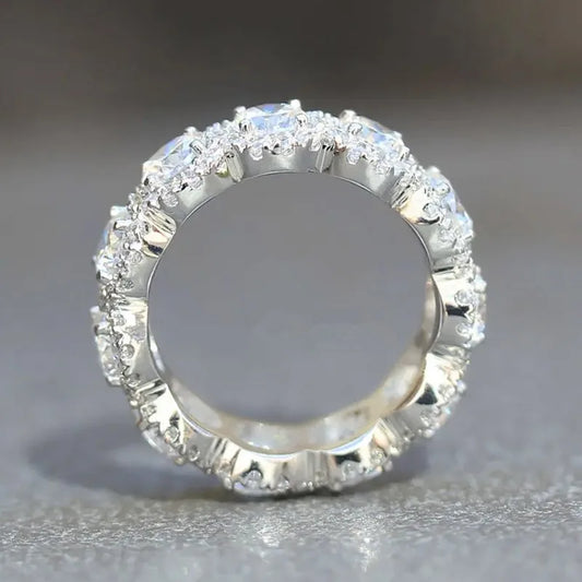 Luckacco daily picks Sparkling Cubic Zirconia Promise Rings for Women Wedding Engagement Bands Silver Color New Modern Fashion Female Jewelry