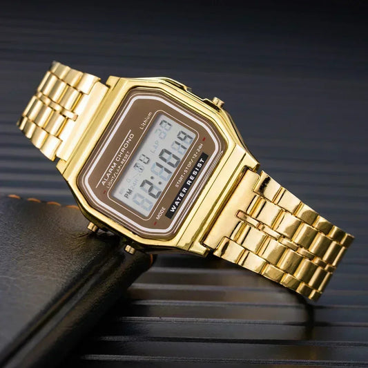 Luckacco 2025 Digital Watches for Men Sports Waterproof Bracelet Clock Gold Electronice LED Wristwatch Women Casucal Montre Homme Relogio