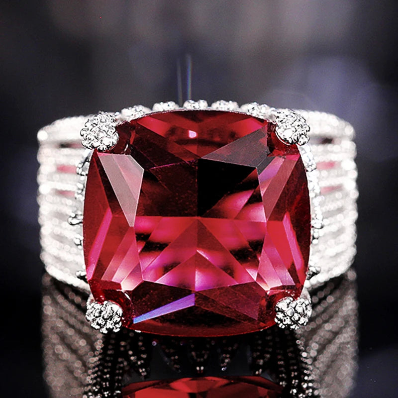 luckacco daily picks hyperbole red cubic zirconia women rings for party new 2023 gorgeous lady's accessories anniversary gift fashion jewelry