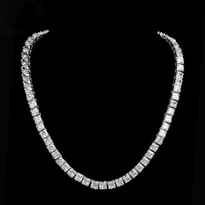 Luckacco 14K White Gold Trendy Chocker Necklace Princess Cut Lab Diamond Party Wedding Necklace for Women Men Charm Jewelry