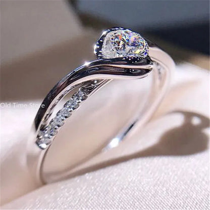Luckacco Ring White Cubic Zirconia Fashion Versatile Accessories for Women High Quality New Jewelry
