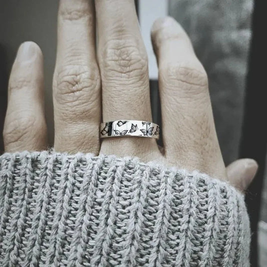 Luckacco Vintage Do What Makes Your Soul Shine Letter Women's Rings Women's Butterfly Ring Fashion Simple Silver Color Jewelry Fine