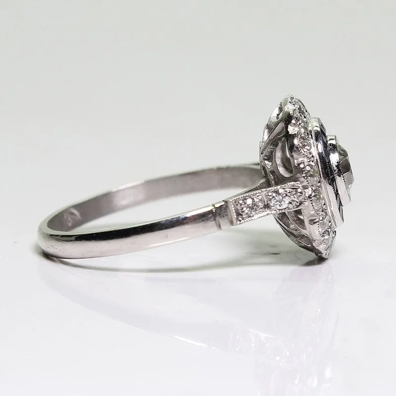 luckacco classic round flower floral shaped crystal ring bling iced out shiny aaa cz rhinestone zircon for women wedding jewelry