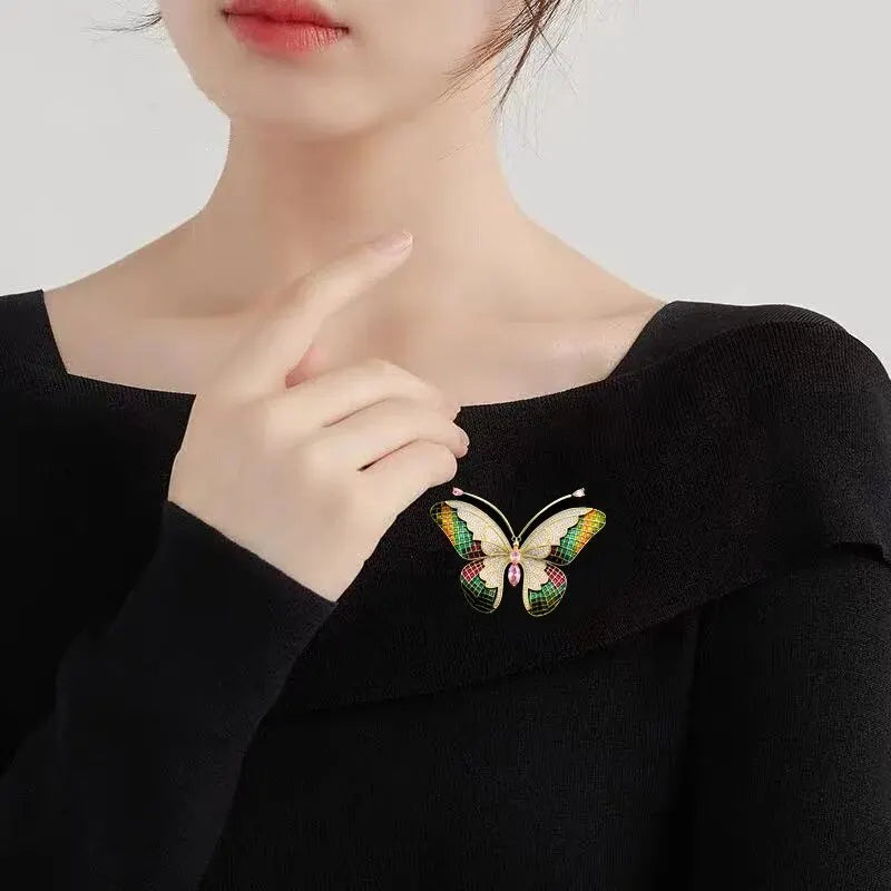 luckacco trendy multicolour alloy butterfly brooches for women metal crystal insect brooch party birthday winter jewelry