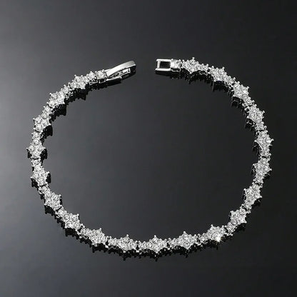 Luckacco Round Stone Star Cubic Zirconia Bracelet Hip-Hop Jewelry For Men Shiny Elegant Fashion Accessory Classic  Gift For Birthday