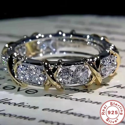 Luckacco Luxury 925 Sterling Silver Ring Interlaced With Aaa Zircon Crystal Ring For A Woman'S Engagement Jewelry Gift