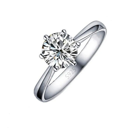 Luckacco Elegant Classic Real 925 Sterling Silver Finger Rings Jewelry Crystal Cubic Zircons 6 Claws Women Wedding Anillos
