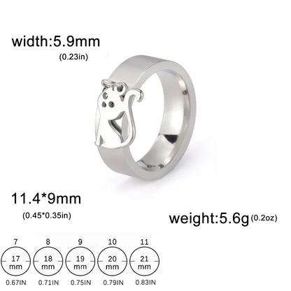Luckacco Unift Women Stainless Steel Charms Rings Flower Leaf Spider Paw Pendant Finger Ring Fashion Minimalist Couple Jewelry