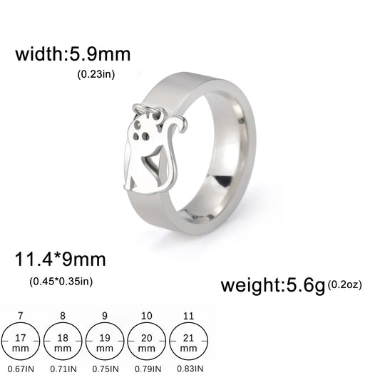 Luckacco Unift Women Stainless Steel Charms Rings Flower Leaf Spider Paw Pendant Finger Ring Fashion Minimalist Couple Jewelry