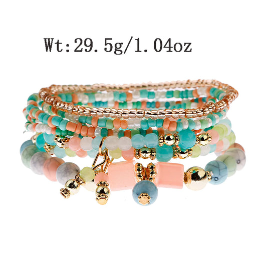Luckacco Bohemian Red Charm Beads Multilayer Bracelets & Bangles for Women Handmade Turquoises Beads Bracelet Femme Boho Jewelry
