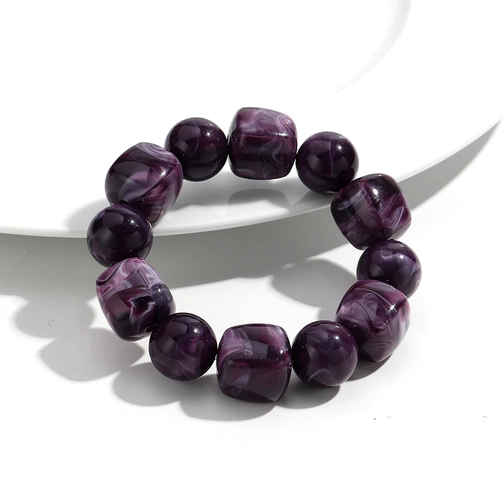 luckacco acrylic chunky irregular square round beaded bracelet for women european and american simple bracelet fashion hand accessories