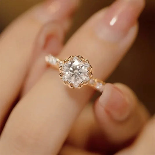 Luckacco Charm Women Silver Color Oval Rings Fashion White Stones Wedding Engagement Bridal Ring Jewelry