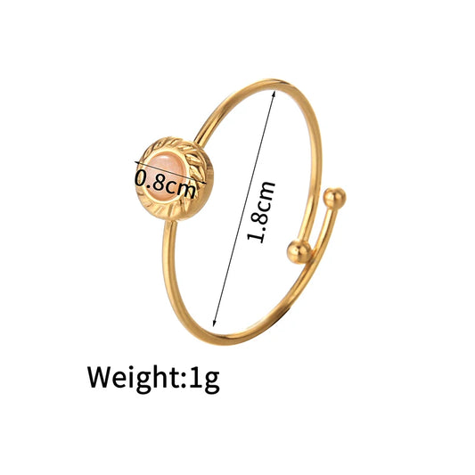 Luckacco Multiple Styles 14K Gold Color Adjustable Ring Stainless Steel Natural Stone Turquoise Zircon Rings For Women Girl Jewelry Gifts