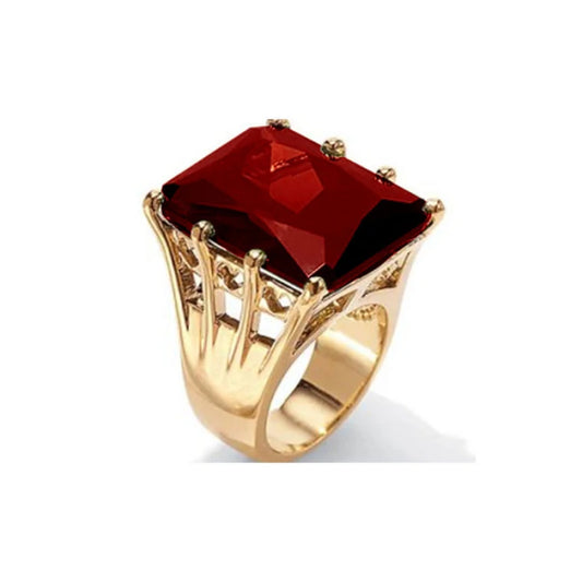 Luckacco Ladies Green Emerald Rings Romantic Classic Rings Valentine's Day Gifts Fashion Temperament Red Gems High Quality Jewelry