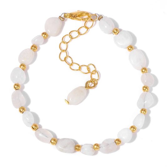 Luckacco Natural Crystal Gravel Stone Bracelets For Women Healing Irregular Amethysts Lapis Lazuli Rose Quartzs Chain Bracelet Jewelry