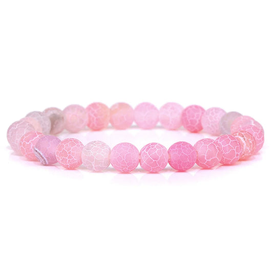 Luckacco Fashion Natural Stone Pink Angelite Beads Bracelet 8mm Sunstone Beaded Energy Yoga Bracelet Jewelry for Women Handmade Gifts