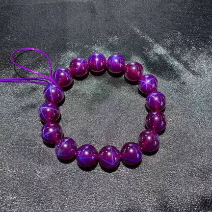 Luckacco 6mm-14mm Violet Rose Six-Petal Star Bracelet - Star Ruby and Sapphire - Fashionable Purple