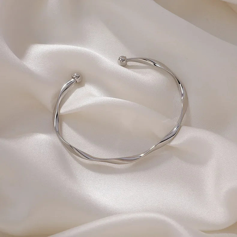 luckacco 925 sterling silver pearl beads bracelet for women girls vintage irregular metal charm bangles luxury fashion party jewelry gift