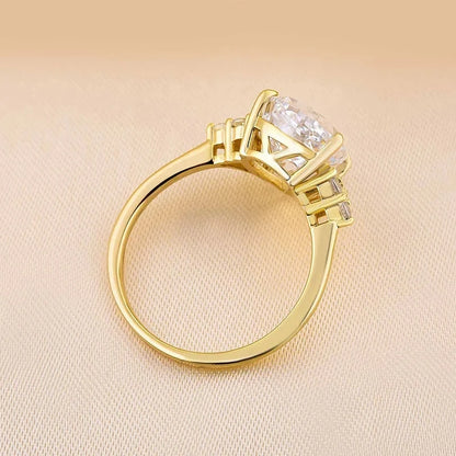 Luckacco daily picks Luxury Drop-shaped Zirconia Wedding Band Female Fashion Gold Color Proposal Ring for Women Simple Gorgeous Accessories