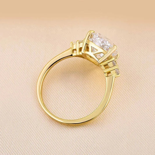Luckacco daily picks Luxury Drop-shaped Zirconia Wedding Band Female Fashion Gold Color Proposal Ring for Women Simple Gorgeous Accessories