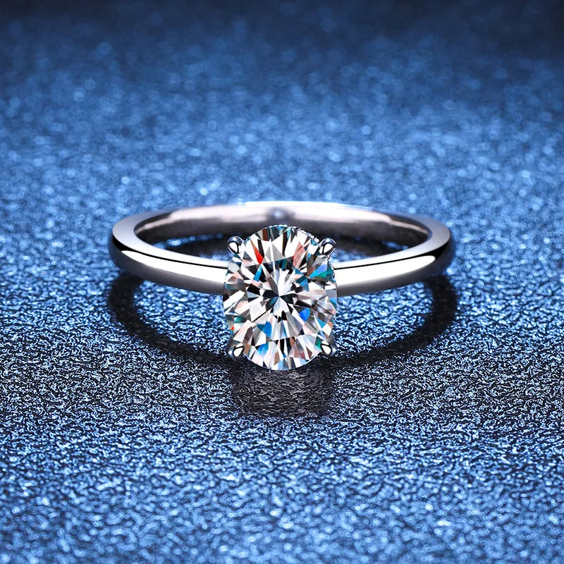 luckacco d color moissanite ring pigeon egg 18k gold inlaid 2-carat row ring wedding ring moissanite ring platinum pt950 imprint