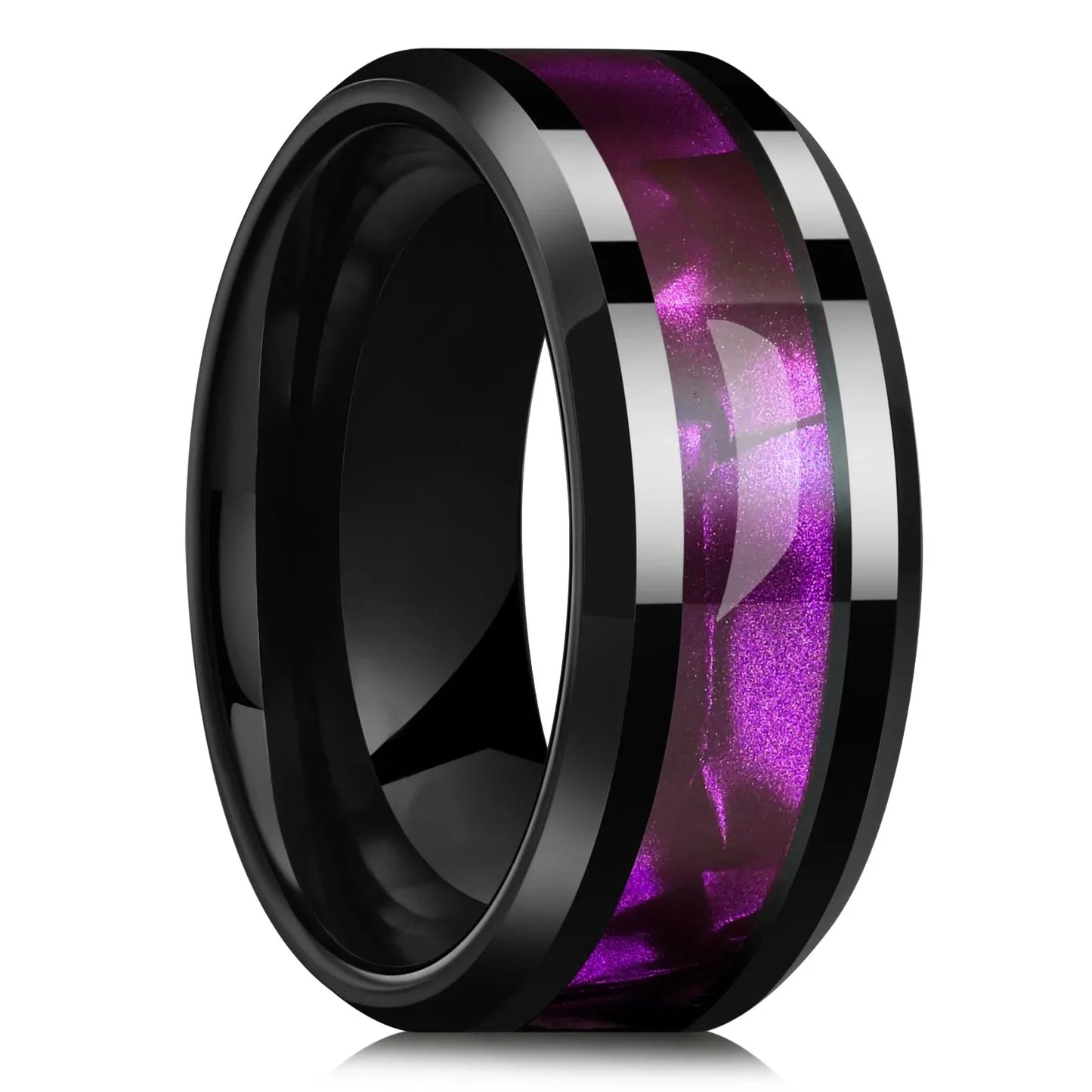 luckacco fashion 8mm men stainless steel rings silver color brushed deer antler and koa wood rings for men wedding band jewelry