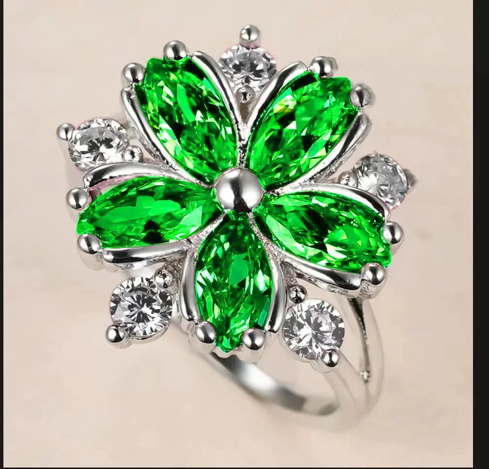 luckacco hot sale cocktail party ring flower cubic zirconia  valentine's day gift  fashion jewelry luxury rings for women & lover