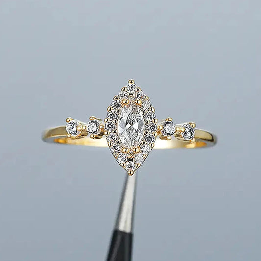 Luckacco daily picks Fashion Luxury Marquise Cubic Zirconia Rings for Women Engagement Wedding Accessories Gold Color Jewelry Drop Shipping