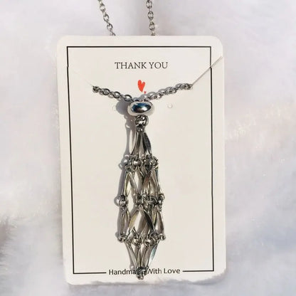 Luckacco Stainless Steel Crystal Holder Cage Necklace Silver Color Interchangeable Stone Holder Necklace Necklace Accessories Gold Color