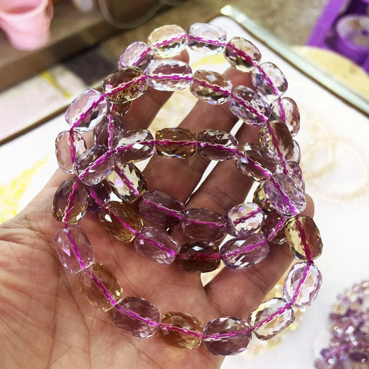 Luckacco  Natural AAAAAAA amethyst Faceted Stone Citrine ametrine  Spacer Beads For Jewelry Making DIY Bracelet Necklace