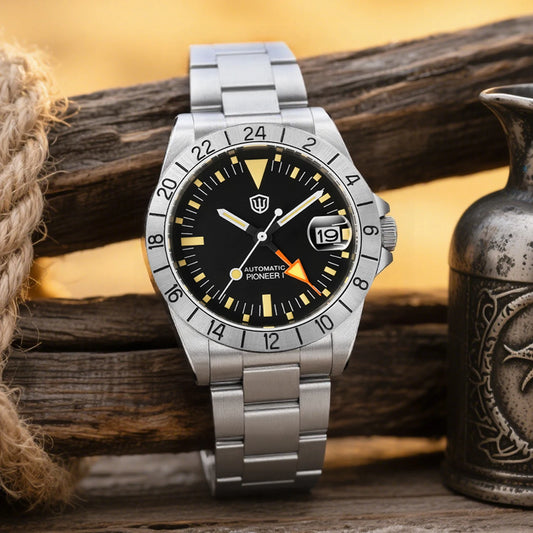 Luckacco Watchdives WD16570 V2 Watch NH34 Automatic Movement Sapphire Crystal 20Bar Waterproof Luminous 38mm GMT Vintage Watches
