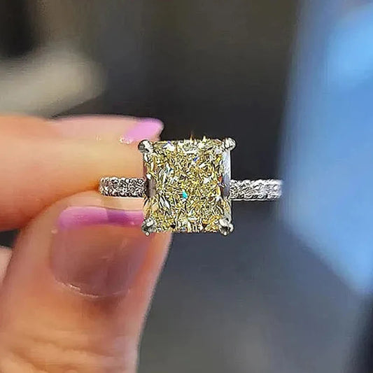 Luckacco daily picks Simple Princess Yellow Cubic Zirconia Rings for Women Wedding Engagement Party Temperament Female Rings Fashion Jewelry