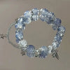 Luckacco Niche Design Star Chain Tassel Bracelet for Women Fantasy Blue Crystal Beads Elastic Rope Bracelet Best Friend Jewelry Gifts