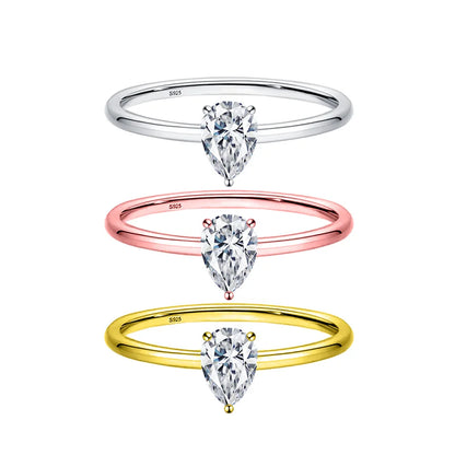 Luckacco Simple Fine Rea D Color Moissanite Diamond Ring 925 Sterling Silver Party Wedding Band Rings for Women Engagement Jewelry