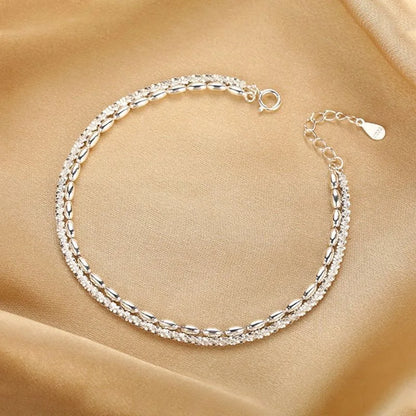Luckacco 925 Sterling Silver Pearl Beads Bracelet for Women Girls Vintage Irregular Metal Charm Bangles Luxury Fashion Party Jewelry Gift