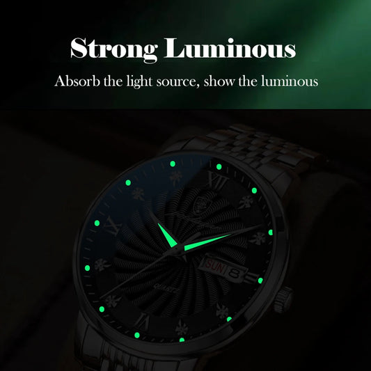 Luckacco POEDAGAR Luxury Brand Man Watch Waterproof Luminous Date Week Men's Quartz Wristwatch Stainless Steel Fashion Sports Men Watches