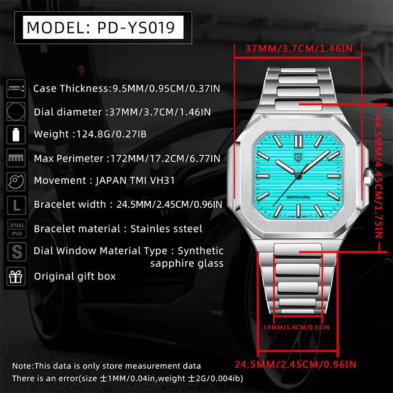 luckacco pagani design new quartz men's watch stainless steel sports waterproof men watches luxury fashion sapphire glass watch for men's