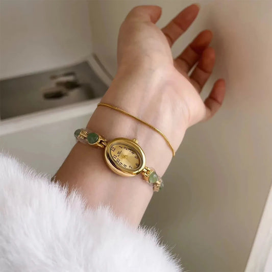 Luckacco BS Bee Sister Gold Oval Dial Watches For Women Vintage Alloy Quartz Woman Watch Fashion Casual Dress Women's Wristwatches