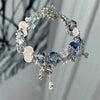 Luckacco Niche Design Starfish Chain Tassel Bracelet for Women Fantasy Gradient Blue Crystal Beads Elastic Rope Bracelet Student Jewelry