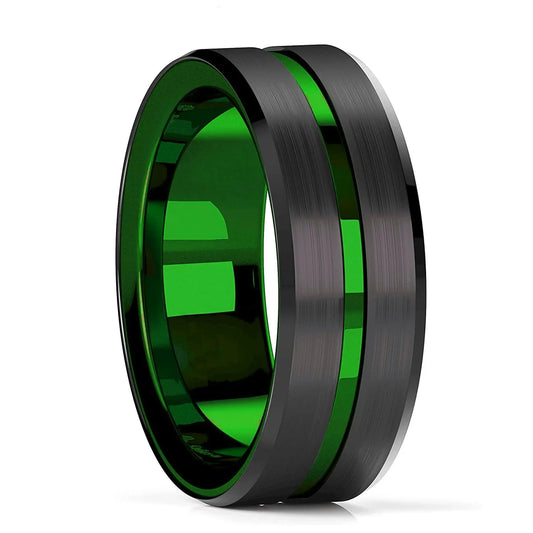 Luckacco Fashion 8mm Black Tungsten Wedding Celtic Dragon Rings Inlaid Blue Zircon Stainless Steel Rings for Men Blue Carbon Fibre Ring