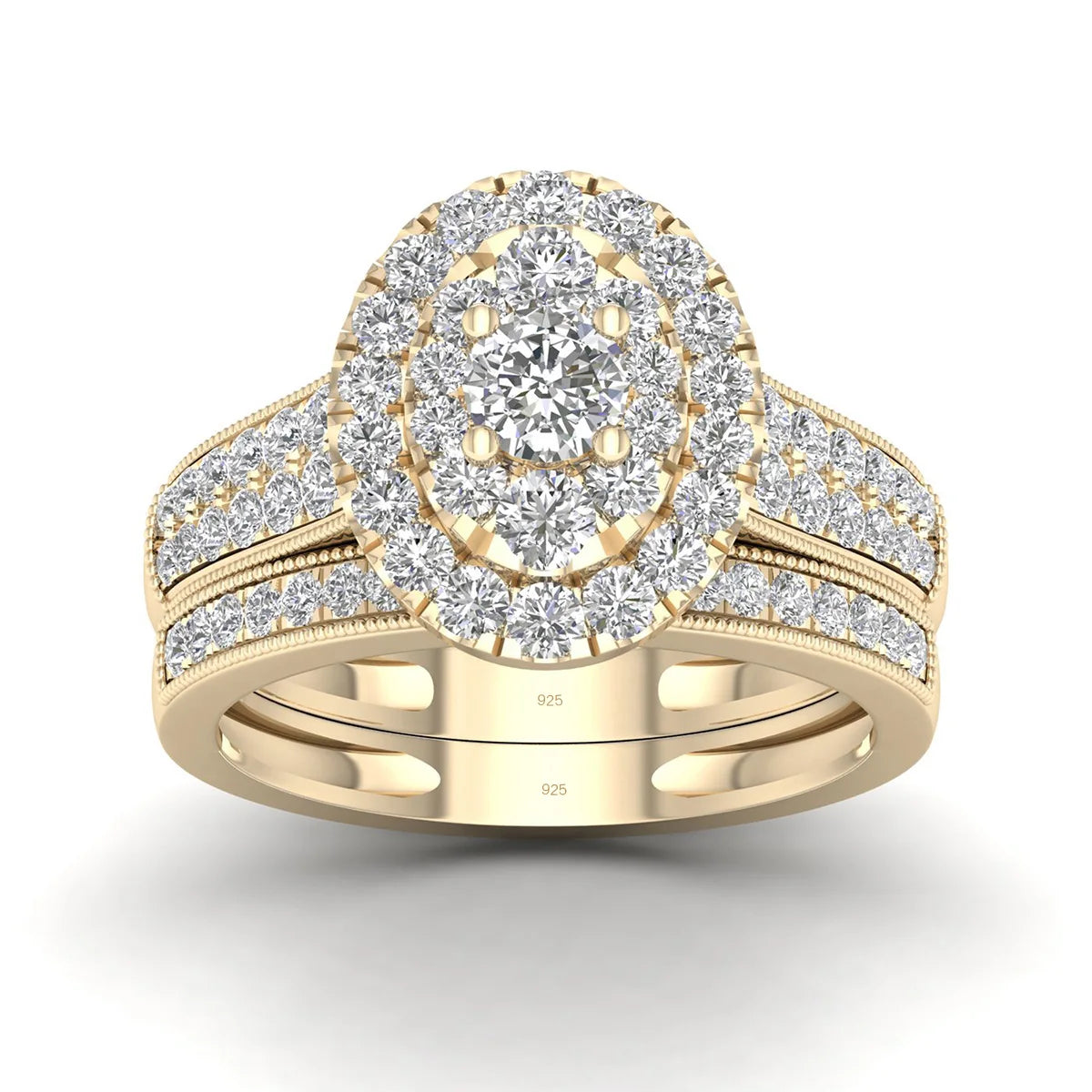 luckacco 2pcs diamond couple rings set woman wedding engagement sterling silver ring shining luxury 5a zircon 14k gold classic jewelry